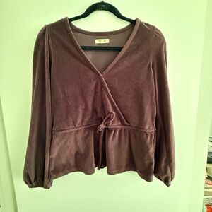 Madewell Corduroy Tie-Front Faux
Wrap Long Sleeve Top